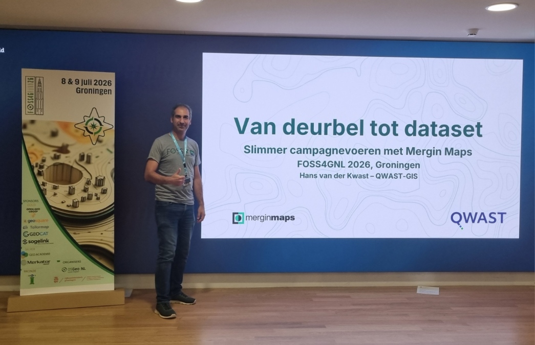 Hans van der Kwast presenting smart canvassing with Mergin Maps