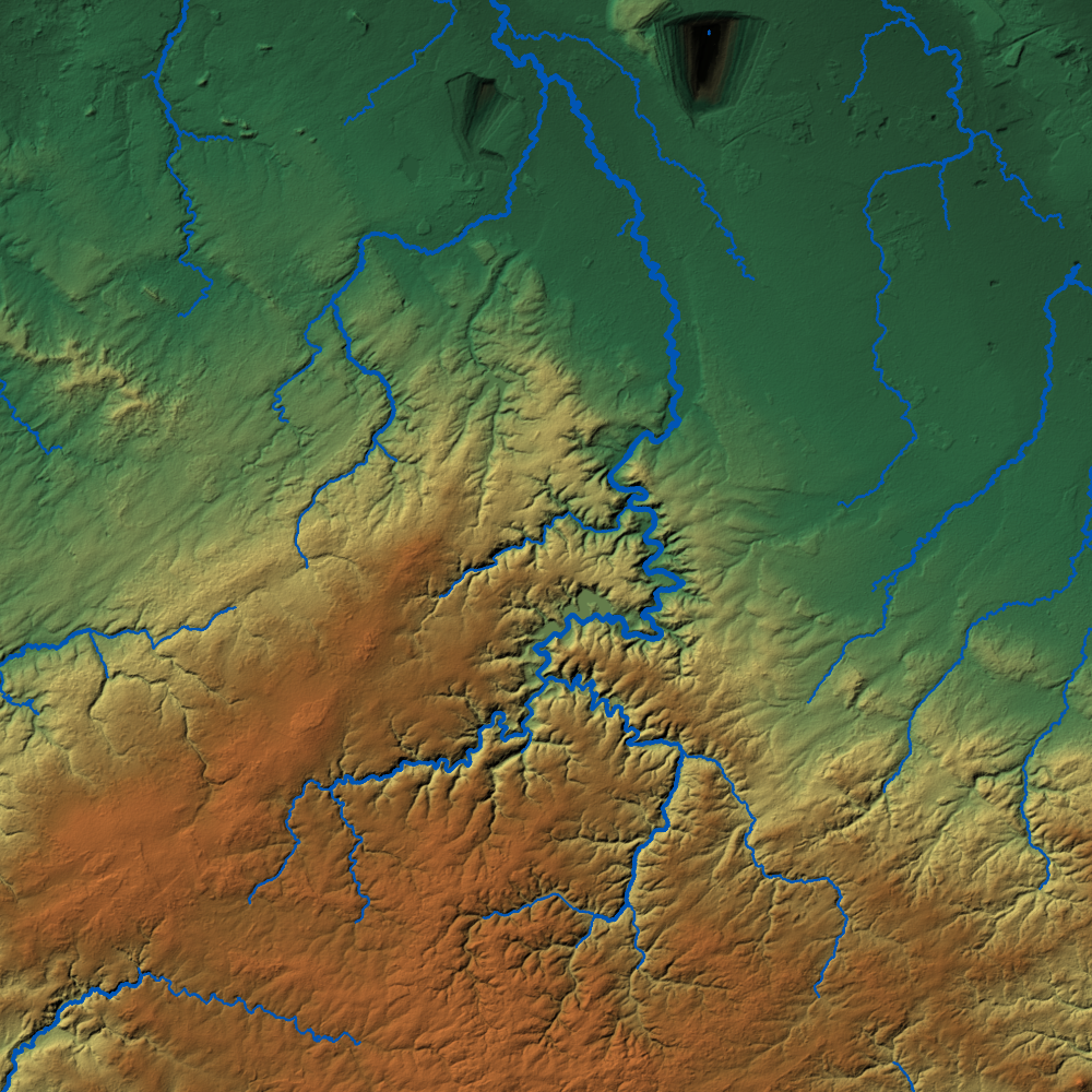 River with styled with interpolated line renderer using Strahler orders