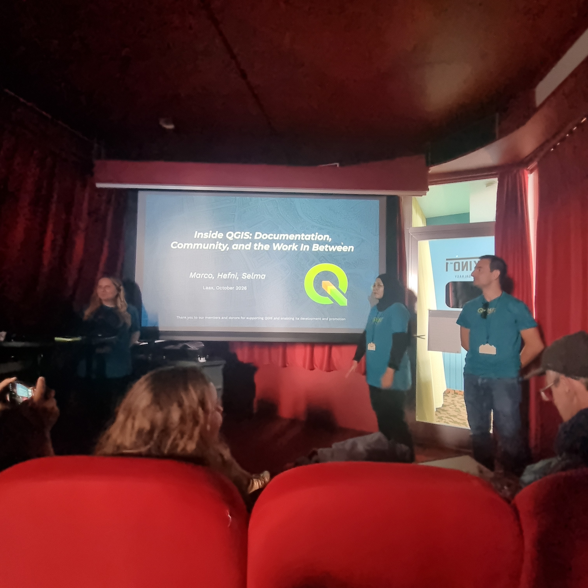 Selma, Hefni and Marco presenting about documention and the communtiy